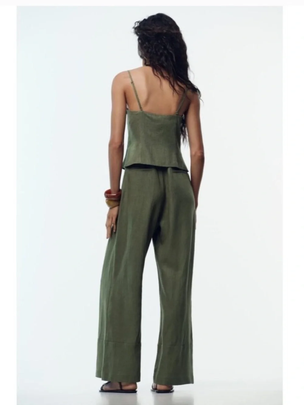 Zara NWT linen blend jumpsuit green 8447/734 - Picture 6 of 8